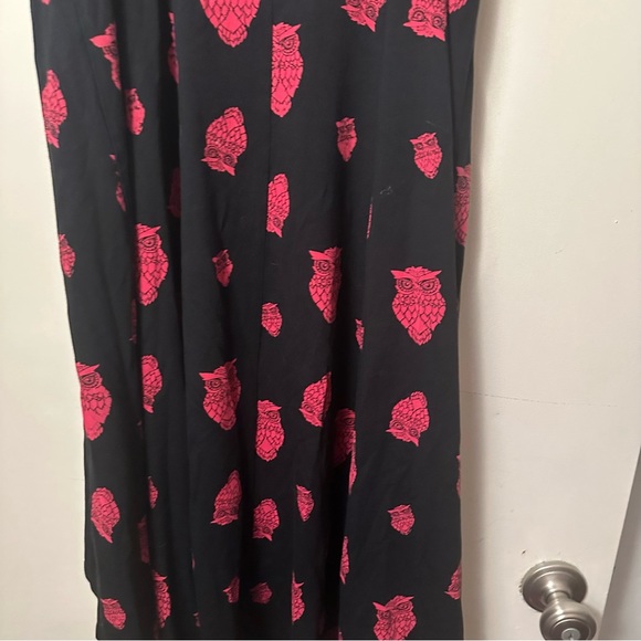 Tripp NYC Black & Red Owl Print Rockabilly Low High Studded Hem Dress Size L/12 - Picture 6 of 16